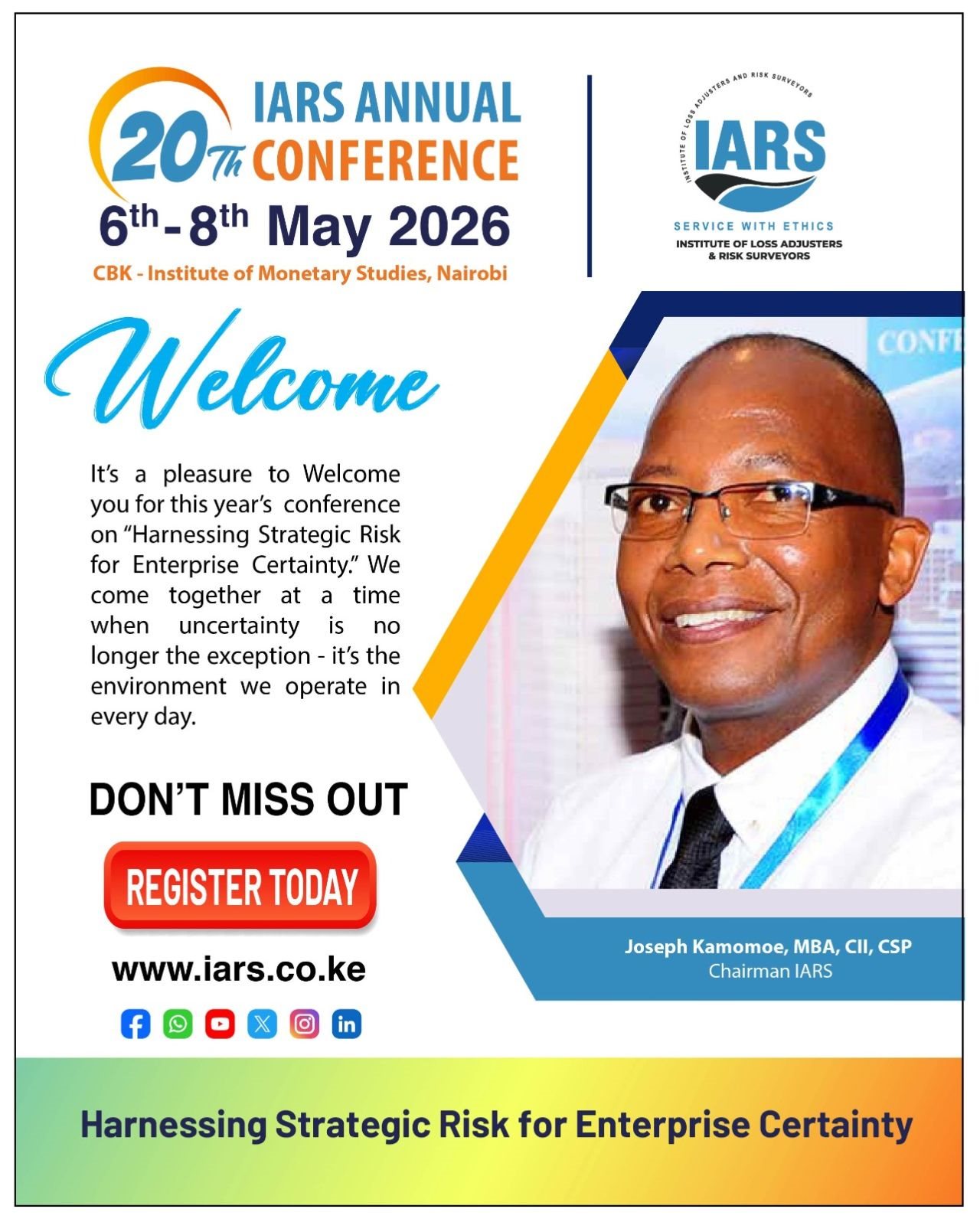 20th IARS Annual Conference, 6 to 8 May 2026, CBK Institute of Monetary Studies Nairobi
