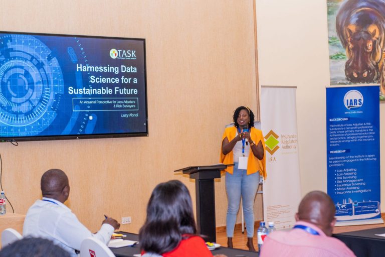 Speaker presenting on data science for a sustainable future